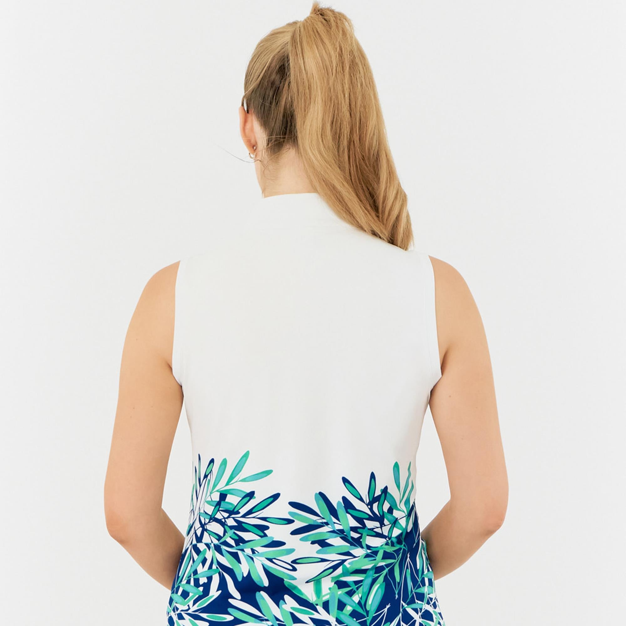 Pure Golf Carly Ladies Sleeveless Golf Polo Shirt Floating Palms Yale